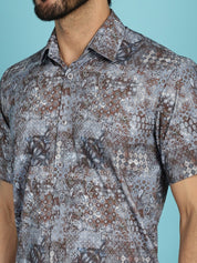 Pejali Printed Casual Shirt - SF_912Brown_S