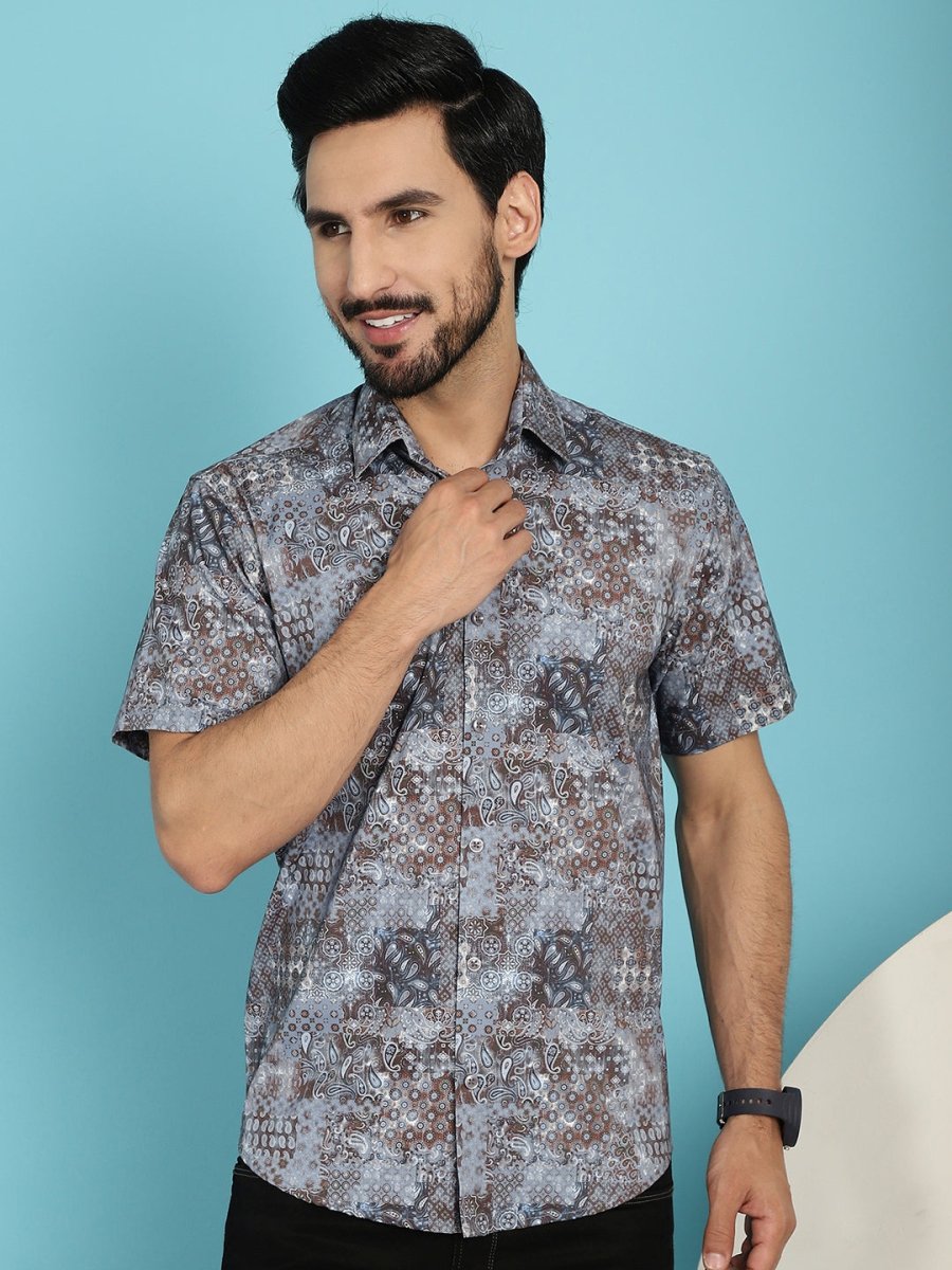 Pejali Printed Casual Shirt - SF_912Brown_S