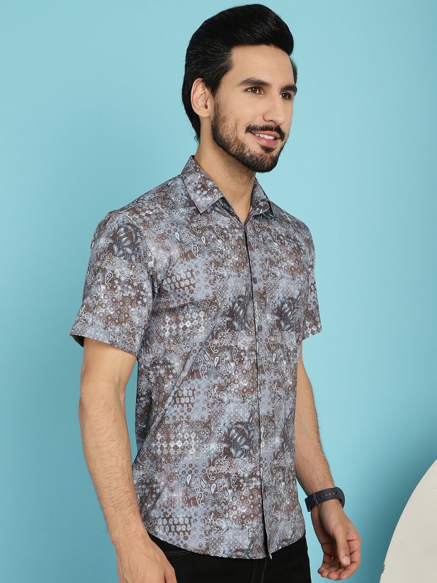 Pejali Printed Casual Shirt - SF_912Brown_S