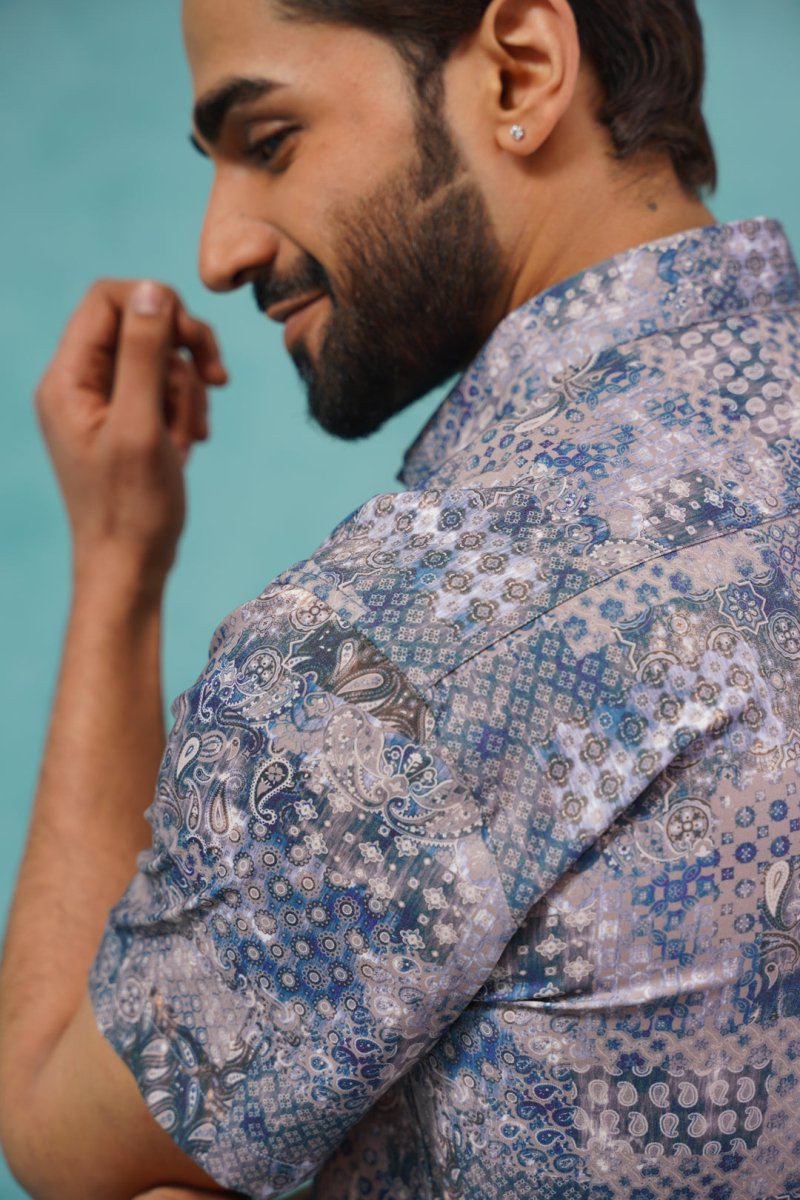 Pejali Printed Casual Shirt - SF_912Blue_S