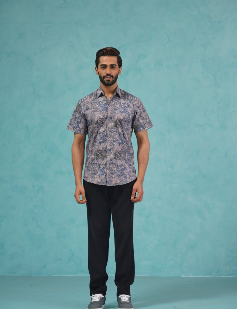 Pejali Printed Casual Shirt - SF_912Blue_S