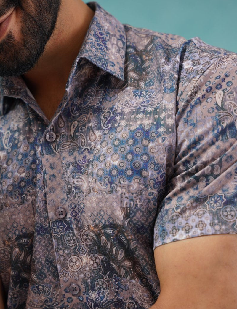 Pejali Printed Casual Shirt - SF_912Blue_S