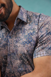 Pejali Printed Casual Shirt - SF_912Blue_S
