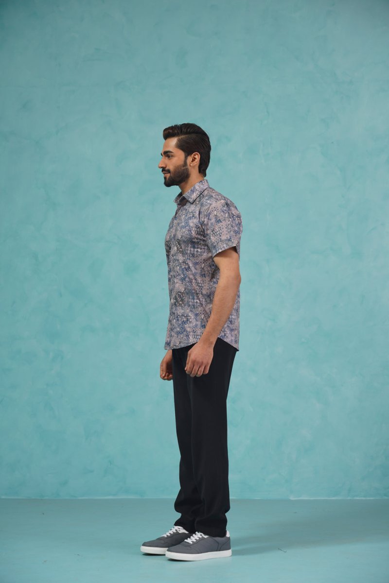Pejali Printed Casual Shirt - SF_912Blue_S