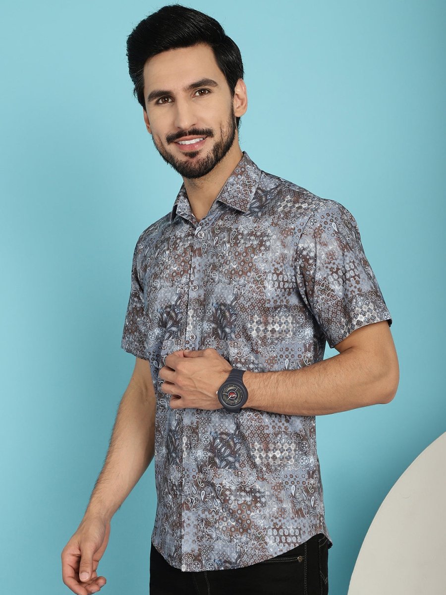 Pejali Printed Casual Shirt - SF_912Brown_S