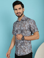 Pejali Printed Casual Shirt - SF_912Brown_S
