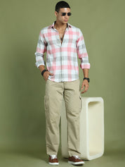Pink Checked Cotton Shirt for Men - SF_877Pink_S