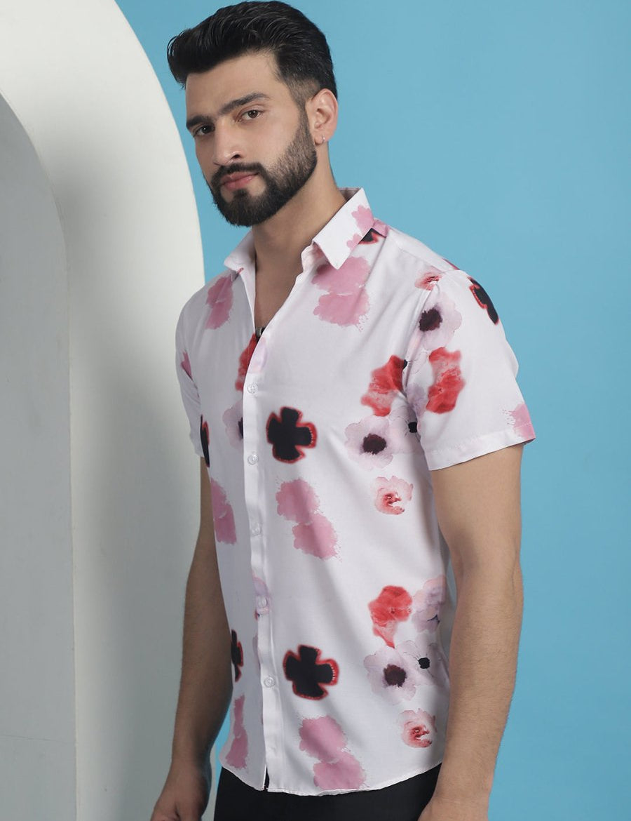 Pink Printed Party Shirt for Men - SF_934Pink_S