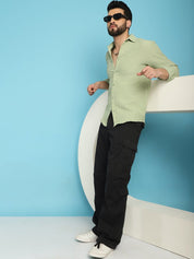 Pista Self Design Cotton Formal Shirt for Men - SF_928Pista_S