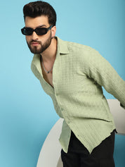 Pista Self Design Cotton Formal Shirt for Men - SF_928Pista_S