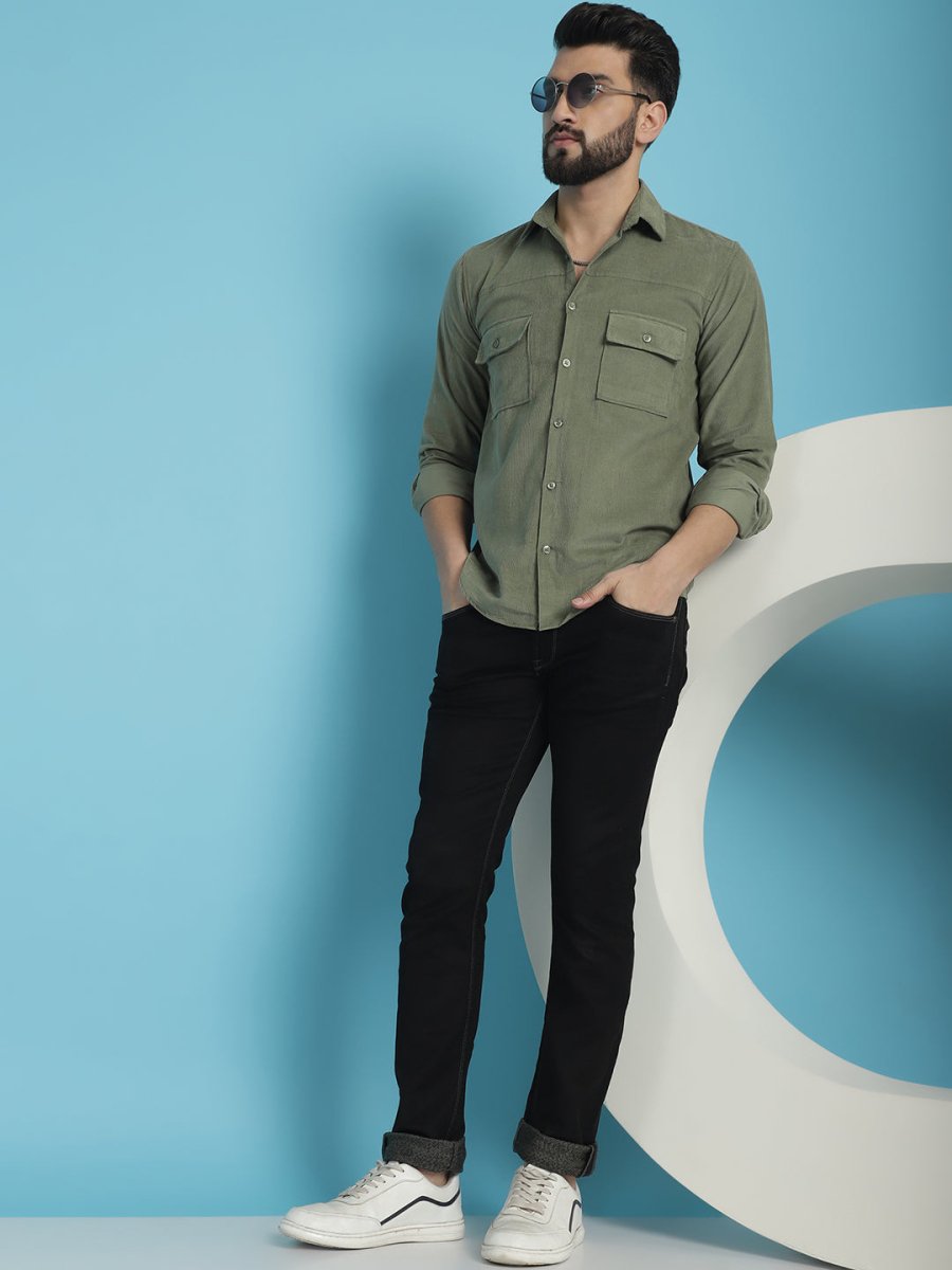 Pista Self Design Cotton Formal Shirt for Men - SF_925Pista_S