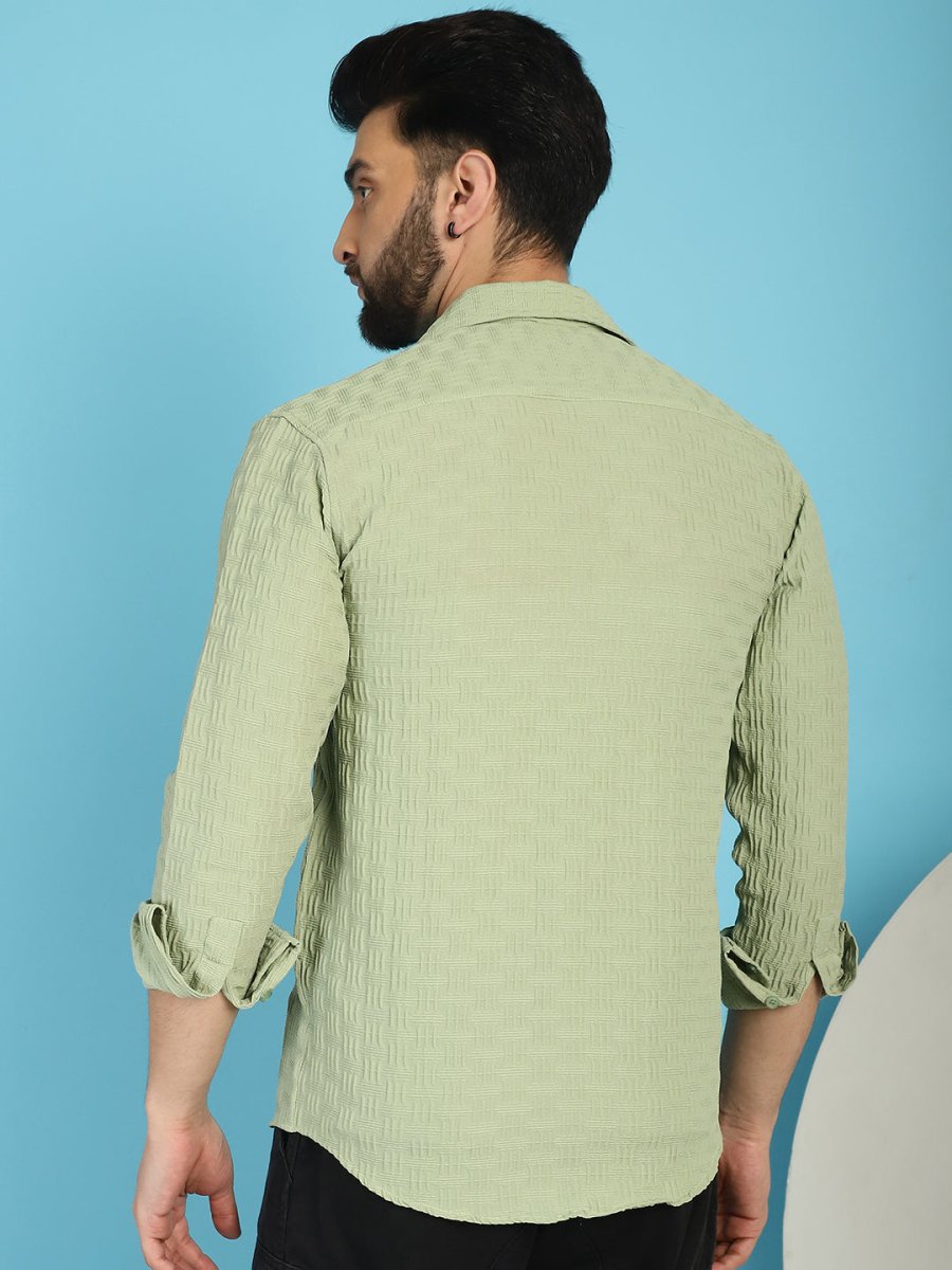 Pista Self Design Cotton Formal Shirt for Men - SF_928Pista_S