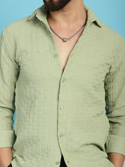 Pista Self Design Cotton Formal Shirt for Men - SF_928Pista_S