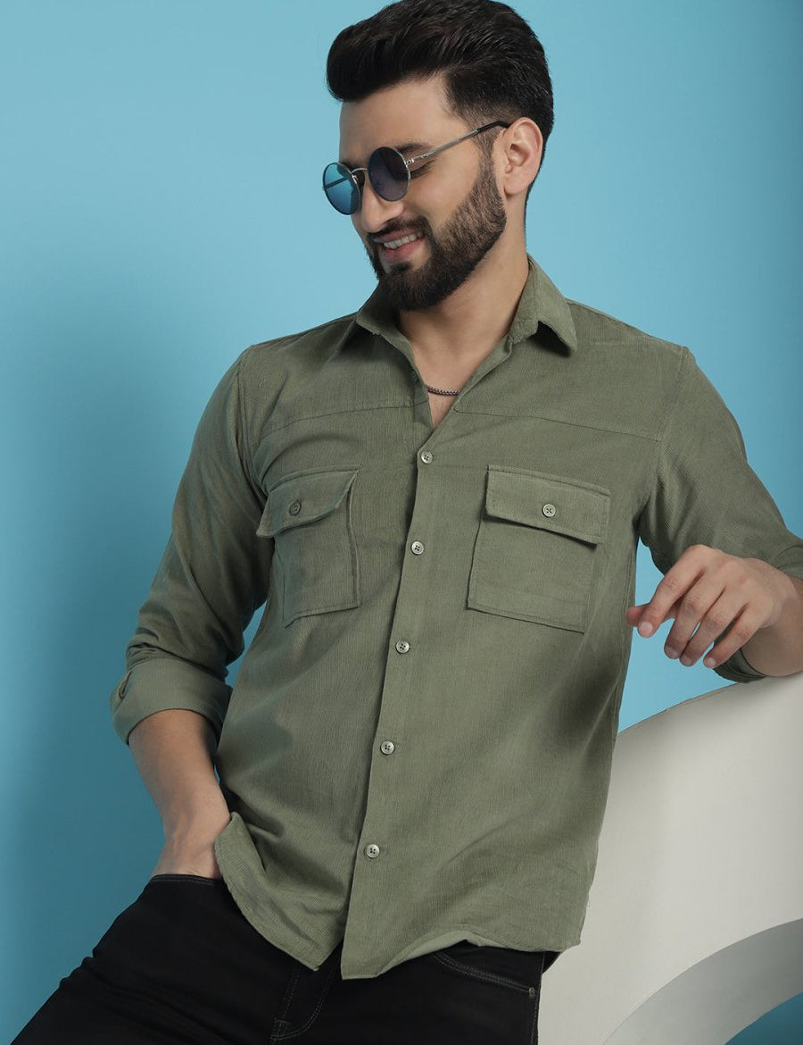 Pista Self Design Cotton Formal Shirt for Men - SF_925Pista_S