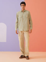 Pista Solid Cotton Formal Shirt for Men - SF_9011Pista_S