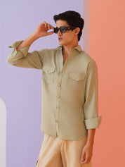 Pista Solid Cotton Formal Shirt for Men - SF_9011Pista_S
