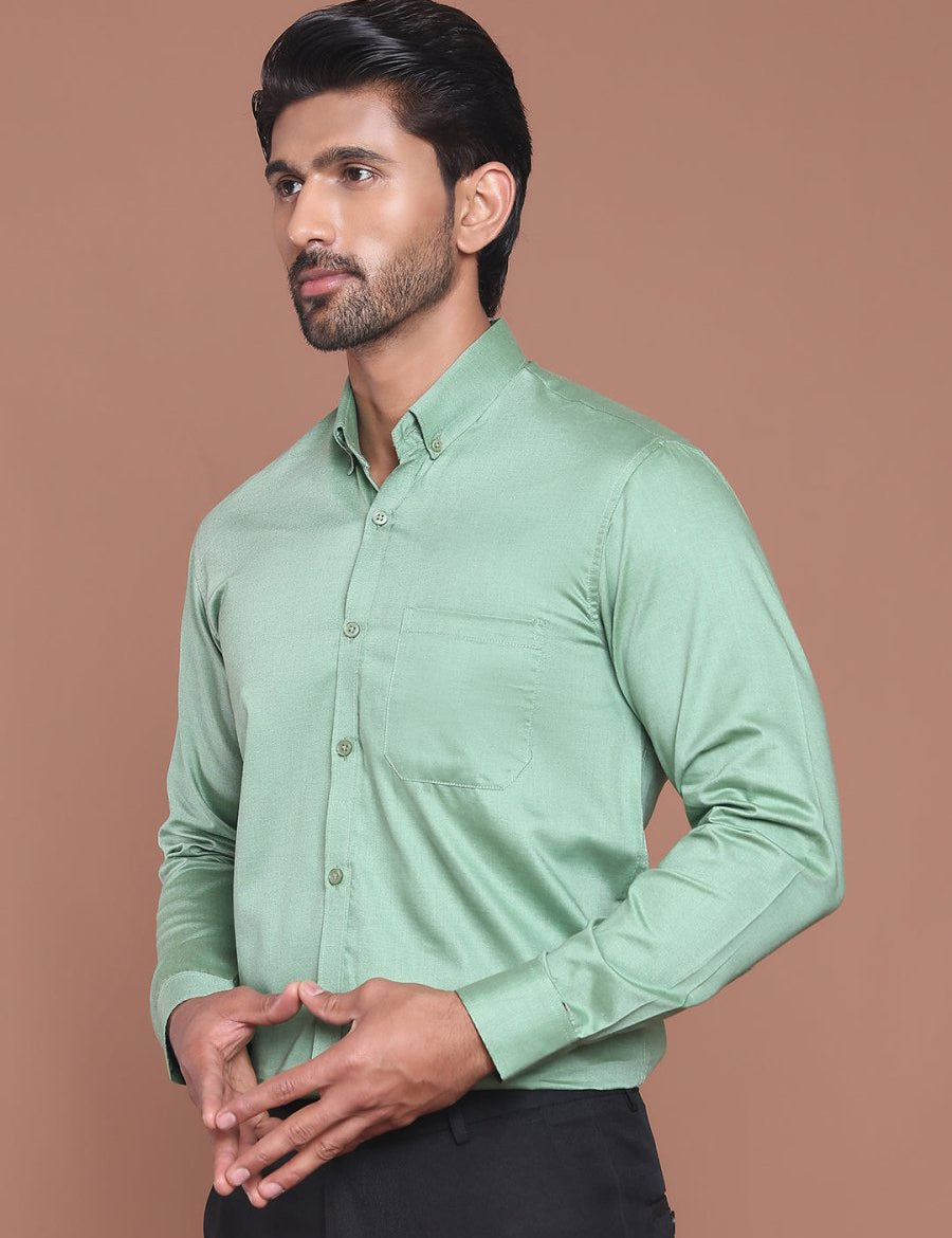 Pista Solid Cotton Formal Shirt for Men - SF_9042Pista_S