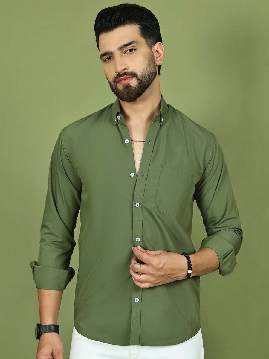 Pista Solid Cotton Formal Shirt for Men - SF_9050Pista_S