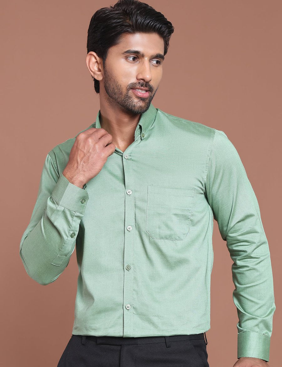 Pista Solid Cotton Formal Shirt for Men - SF_9042Pista_S