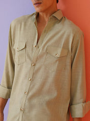 Pista Solid Cotton Formal Shirt for Men - SF_9011Pista_S