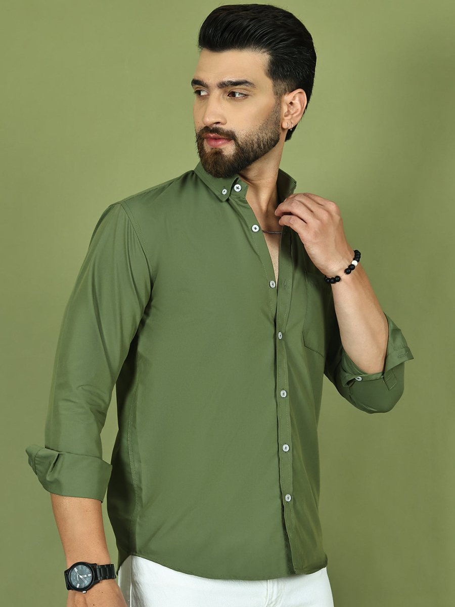 Pista Solid Cotton Formal Shirt for Men - SF_9050Pista_S