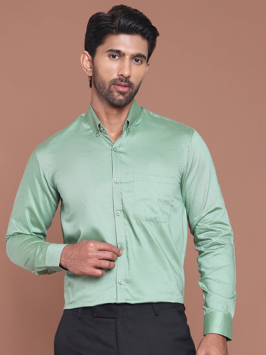 Pista Solid Cotton Formal Shirt for Men - SF_9042Pista_S