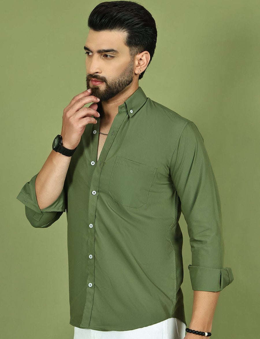 Pista Solid Cotton Formal Shirt for Men - SF_9050Pista_S