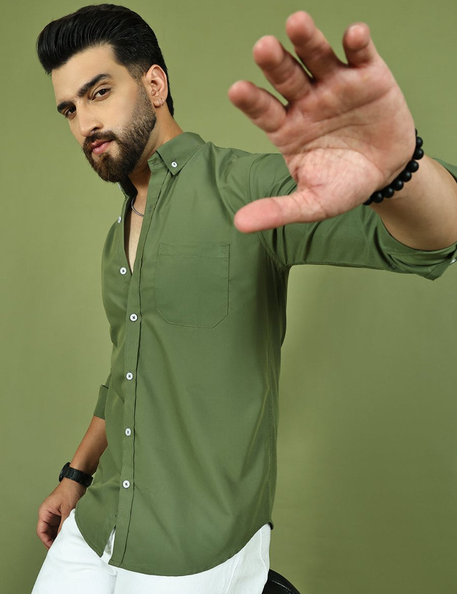 Pista Solid Cotton Formal Shirt for Men - SF_9050Pista_S