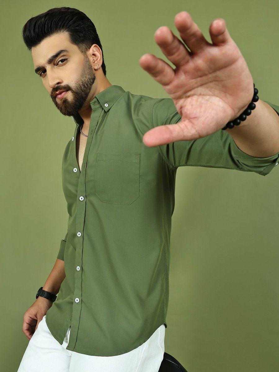 Pista Solid Cotton Formal Shirt for Men - SF_9050Pista_S