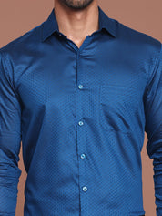 Polka Dot Printed Formal Shirt - SF_9045Peacock_S