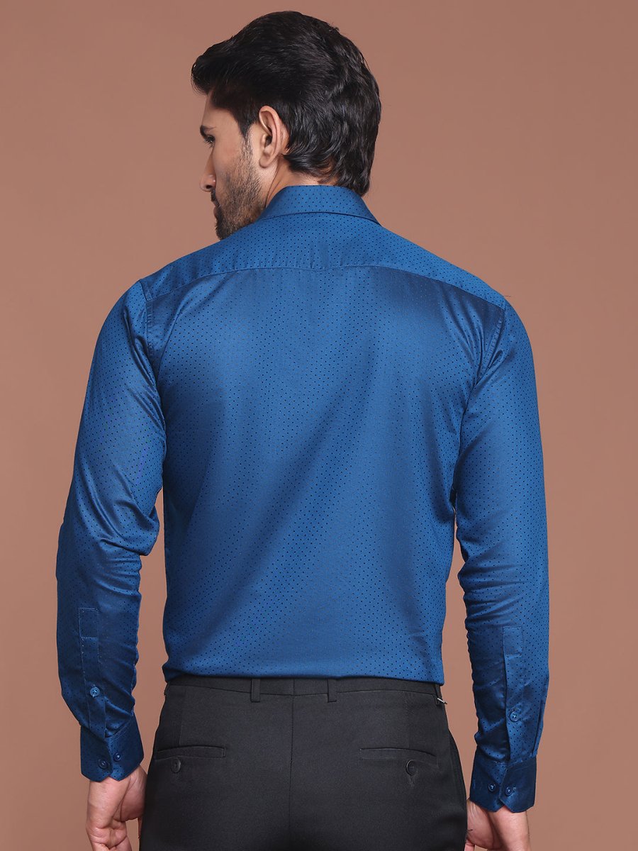 Polka Dot Printed Formal Shirt - SF_9045Peacock_S