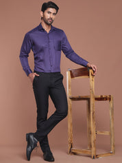 Polka Dot Printed Formal Shirt - SF_9045Purple_S