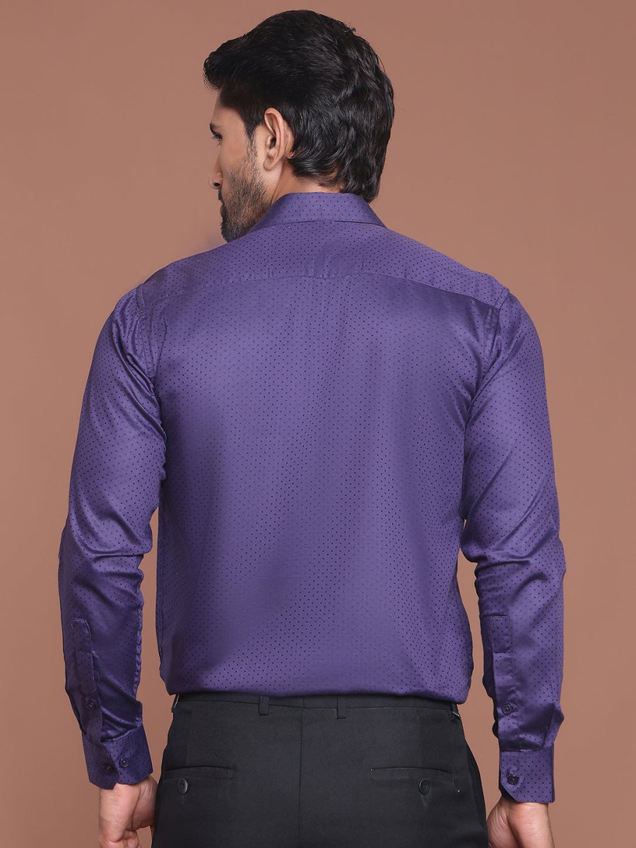 Polka Dot Printed Formal Shirt - SF_9045Purple_S