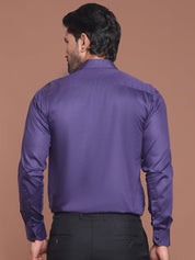 Polka Dot Printed Formal Shirt - SF_9045Purple_S