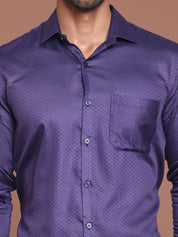 Polka Dot Printed Formal Shirt - SF_9045Purple_S