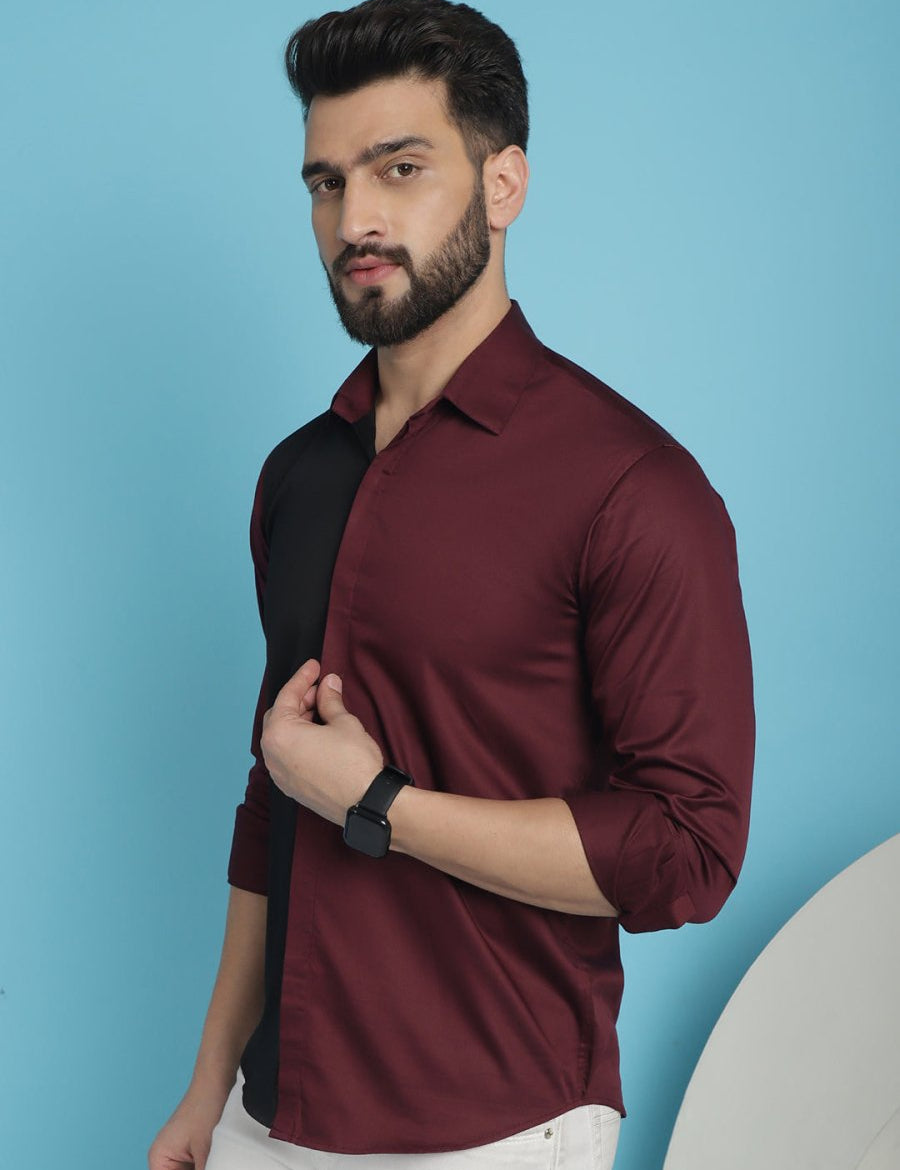 Premium Cotton Satin Casual Shirt - SF_920Wine_S