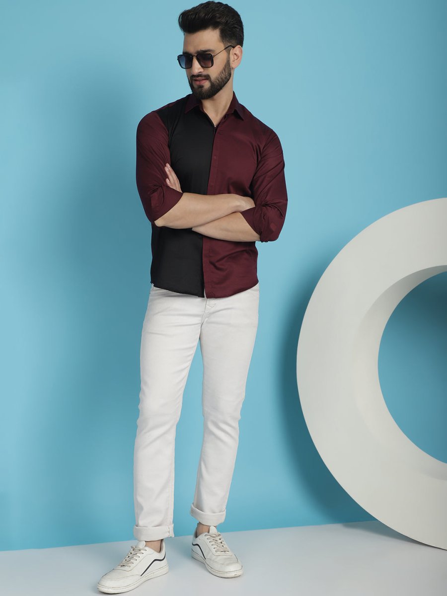 Premium Cotton Satin Casual Shirt - SF_920Wine_S