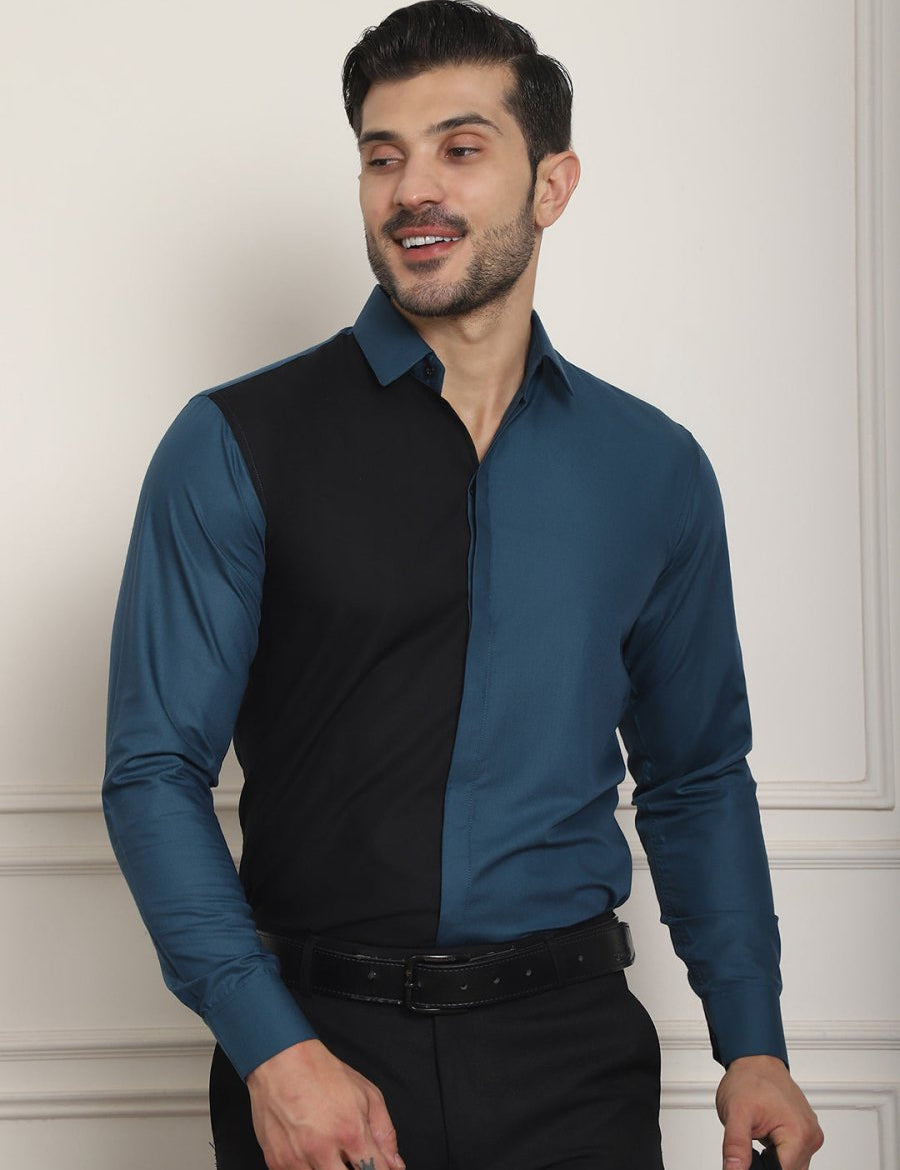 Premium Cotton Satin Formal Shirt - SF_920Peacock_S