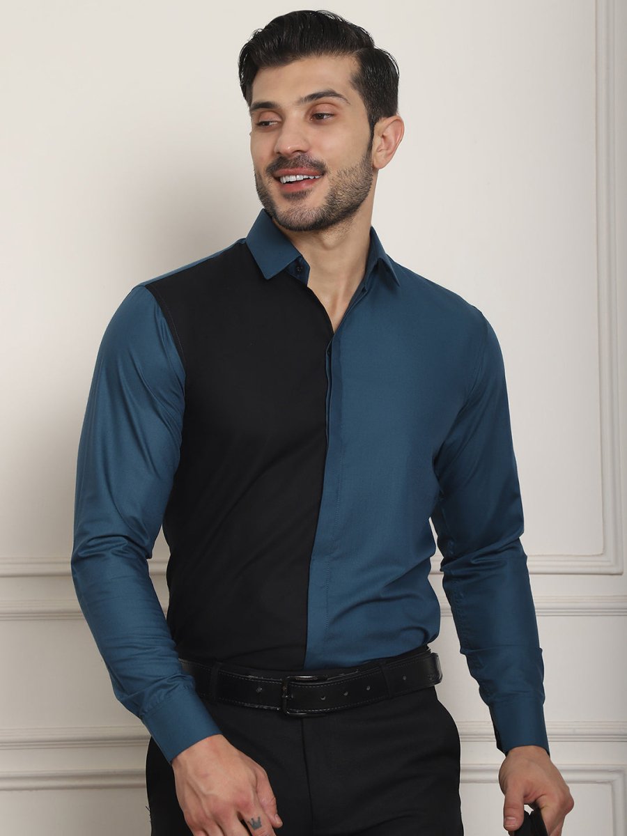 Premium Cotton Satin Formal Shirt - SF_920Peacock_S