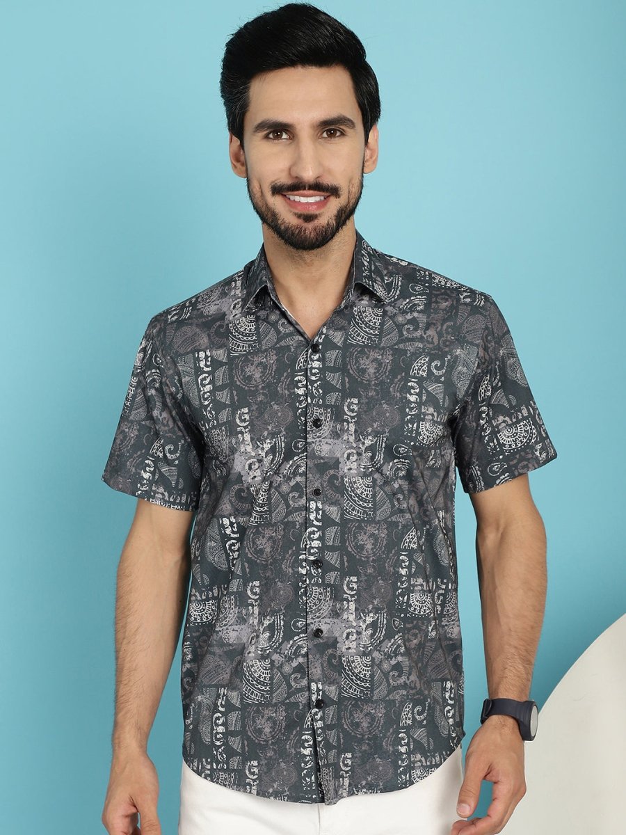 Printed Casual Shirt - SF_913Charcoal_S