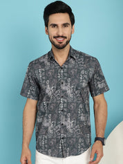 Printed Casual Shirt - SF_913Charcoal_S
