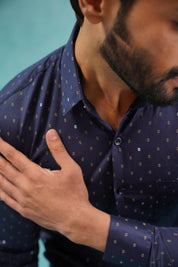 Printed Casual Shirt - SF_906Navy_S