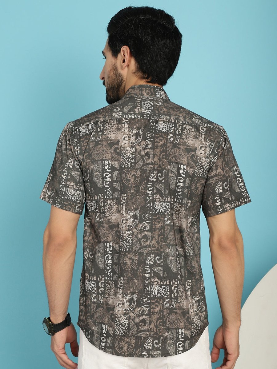 Printed Casual Shirt - SF_913Brown_S