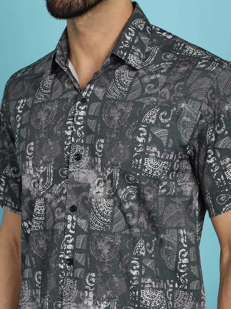 Printed Casual Shirt - SF_913Charcoal_S
