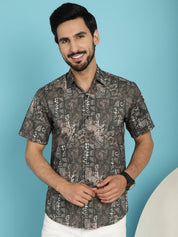 Printed Casual Shirt - SF_913Brown_S