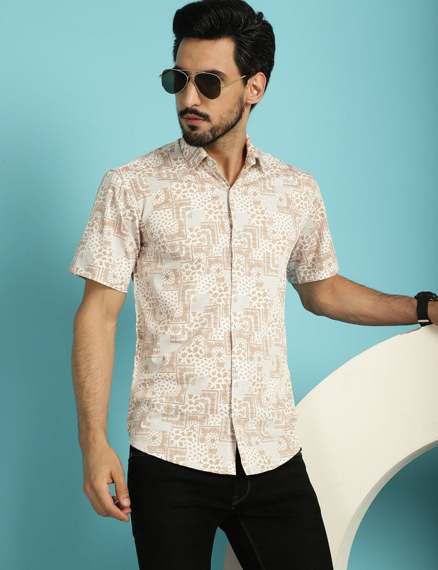 Printed Casual Shirt - SF_903Peach_S