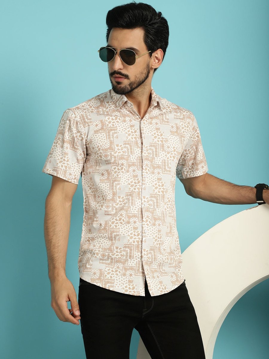 Printed Casual Shirt - SF_903Peach_S