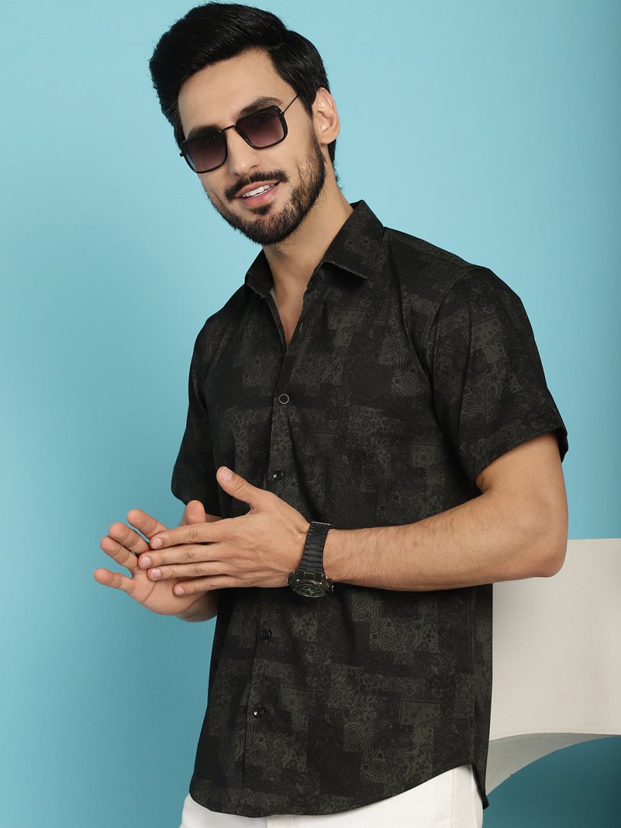 Printed Casual Shirt - SF_903Black_S