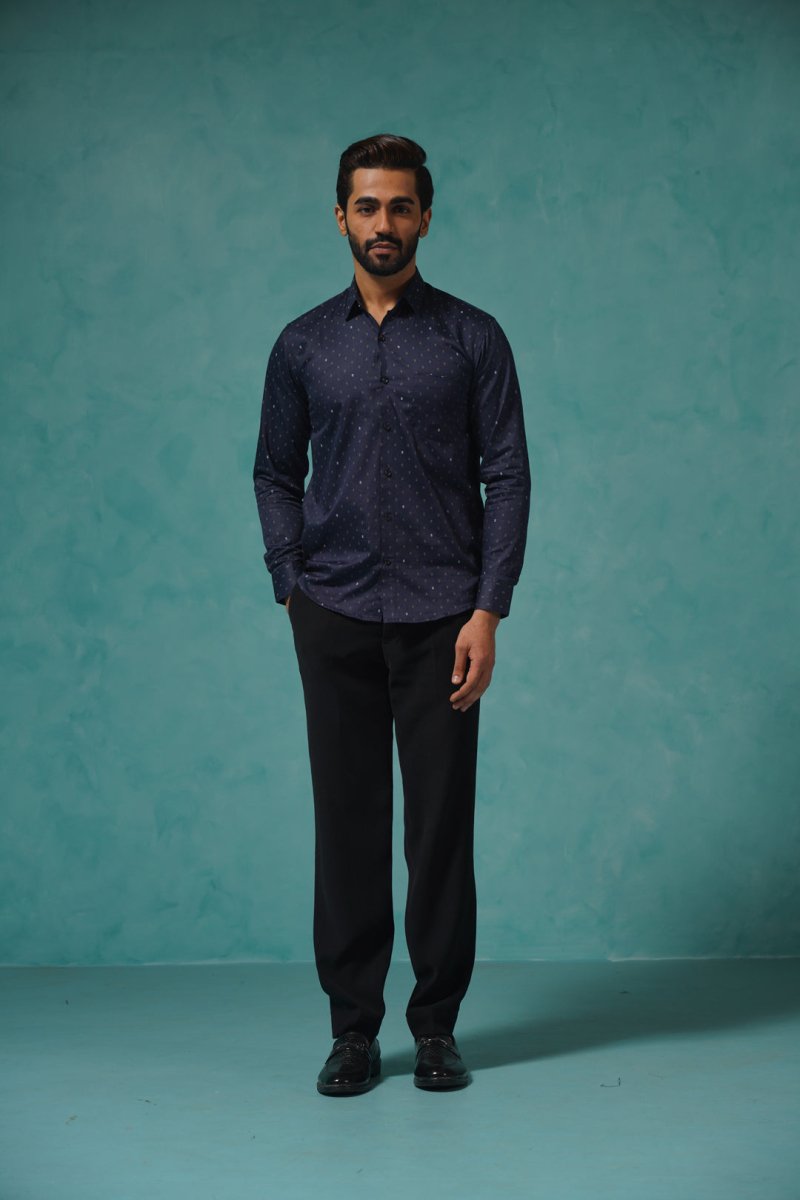Printed Casual Shirt - SF_906Navy_S