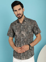 Printed Casual Shirt - SF_913Brown_S